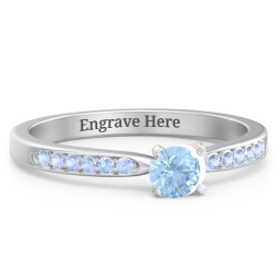 1/4 ct. Round Gemstone Engagement Ring with Side Accent Stones