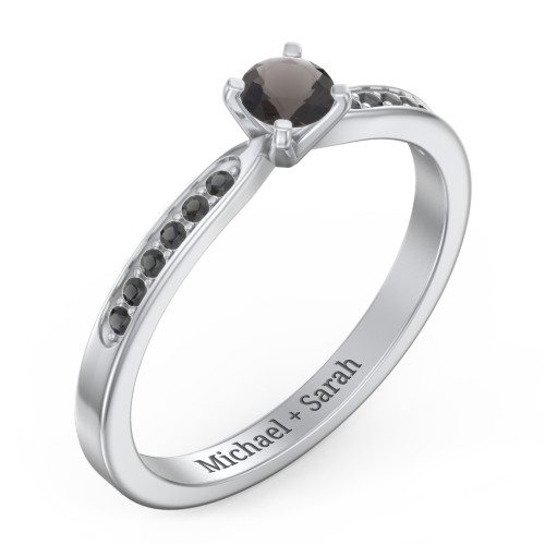 1/4 ct. Round Gemstone Engagement Ring with Side Accent Stones
