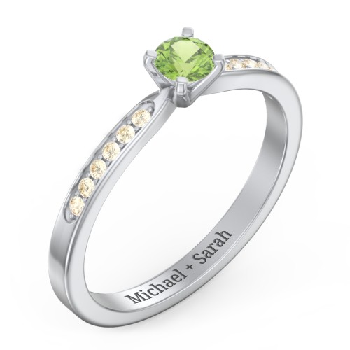 1/4 ct. Round Gemstone Engagement Ring with Side Accent Stones