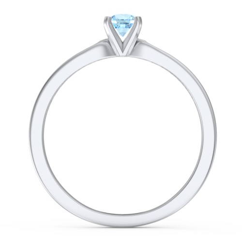 1/4 ct. Round Gemstone Engagement Ring with Side Accent Stones – Sterling Silver with Blue Topaz and Fancy Blue Premium Zirconia