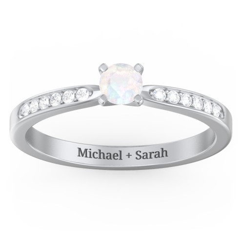 1/4 ct. Round Gemstone Engagement Ring with Side Accent Stones