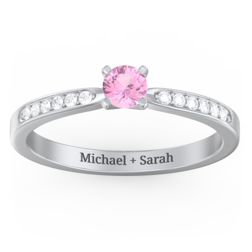 1/4 ct. Round Gemstone Engagement Ring with Side Accent Stones