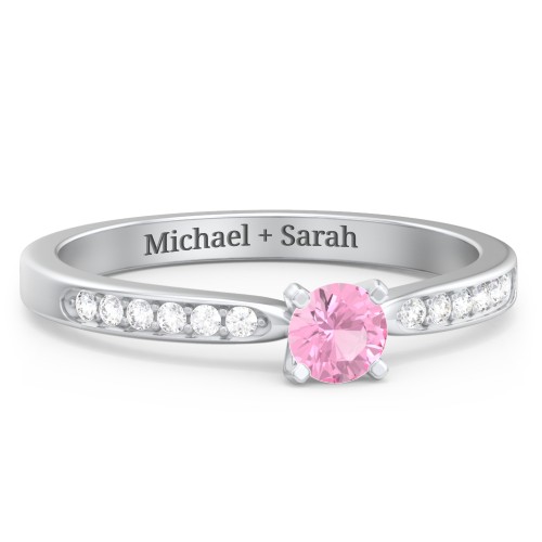 1/4 ct. Round Gemstone Engagement Ring with Side Accent Stones