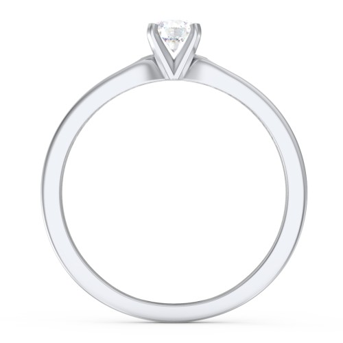 1/4 ct. Round Gemstone Engagement Ring with Side Accent Stones – Sterling Silver with Lab Diamond and Diamond