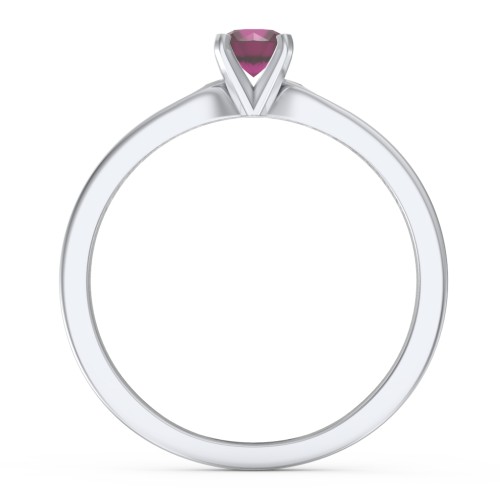 1/4 ct. Round Gemstone Engagement Ring with Side Accent Stones – Sterling Silver with Ruby and Red Premium Zirconia