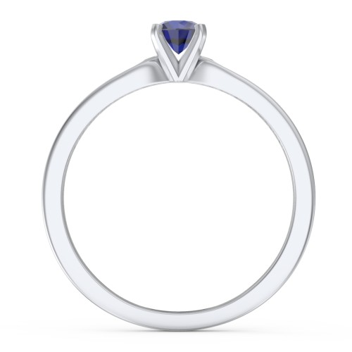 1/4 ct. Round Gemstone Engagement Ring with Side Accent Stones – Sterling Silver with Blue Sapphire and Fancy Blue Premium Zirconia