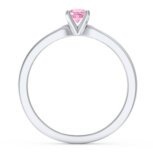 1/4 ct. Round Gemstone Engagement Ring with Side Accent Stones – Sterling Silver with Pink Tourmaline and Fancy Pink Premium Zirconia