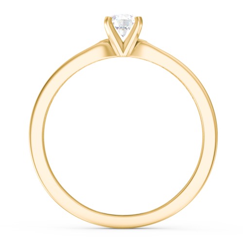1/4 ct. Round Gemstone Engagement Ring with Side Accent Stones – 10K Yellow Gold with White Sapphire and White Premium Zirconia