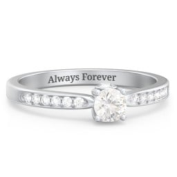 1/4 ct. Round Gemstone Peek-A-Boo Engagement Ring with Side Accent Stones