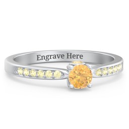 1/4 ct. Round Gemstone Peek-A-Boo Engagement Ring with Side Accent Stones