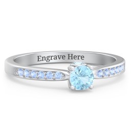 1/4 ct. Round Gemstone Peek-A-Boo Engagement Ring with Side Accent Stones in 925 Sterling Silver