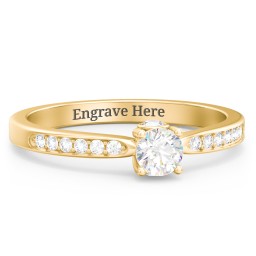 1/4 ct. Round Gemstone Peek-A-Boo Engagement Ring with Side Accent Stones in 10K Solid Yellow Gold with White Sapphire, White Premium Zirconia, and Cubic Zirconia