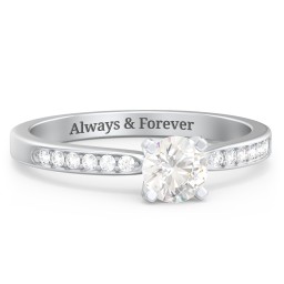 1/2 ct. Round Gemstone Engagement Ring with Side Accent Stones