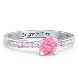 1/2 ct. Round Gemstone Engagement Ring with Side Accent Stones