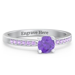 1/2 ct. Round Gemstone Engagement Ring with Side Accent Stones in 925 Sterling Silver