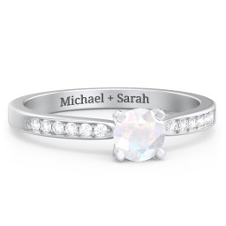 1/2 ct. Round Gemstone Engagement Ring with Side Accent Stones