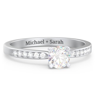 1/2 ct. Round Gemstone Engagement Ring with Side Accent Stones