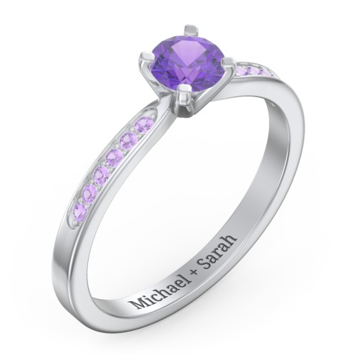 1/2 ct. Round Gemstone Engagement Ring with Side Accent Stones
