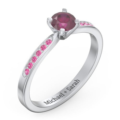 1/2 ct. Round Gemstone Engagement Ring with Side Accent Stones