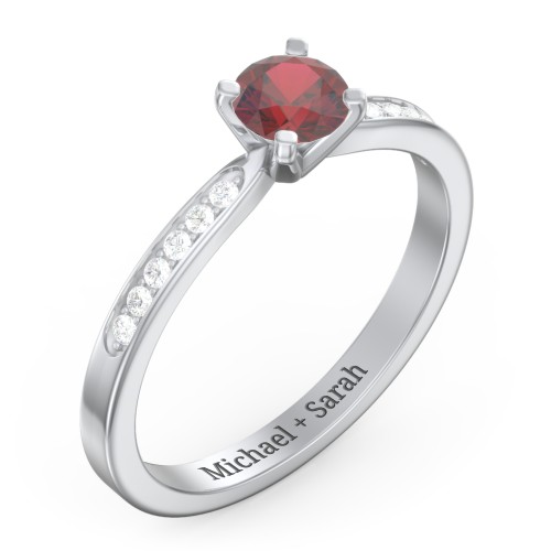 1/2 ct. Round Gemstone Engagement Ring with Side Accent Stones