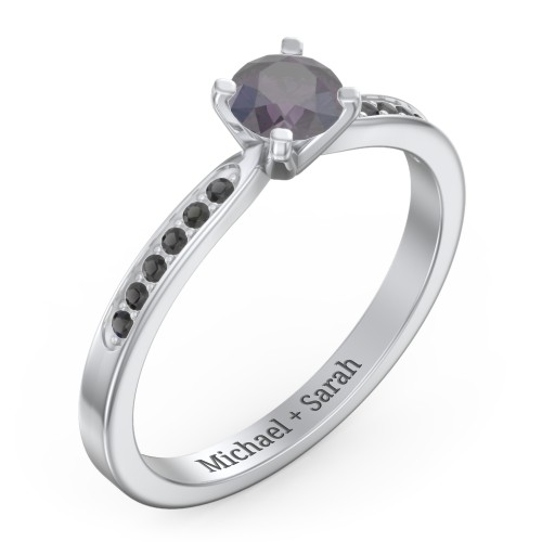 1/2 ct. Round Gemstone Engagement Ring with Side Accent Stones