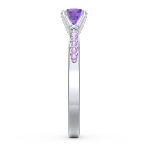 1/2 ct. Round Gemstone Engagement Ring with Side Accent Stones