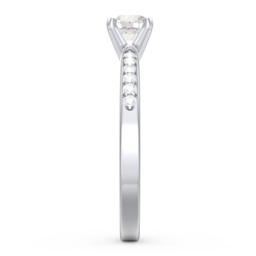 1/2 ct. Round Gemstone Engagement Ring with Side Accent Stones