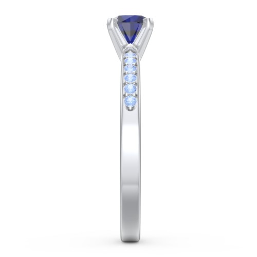 1/2 ct. Round Gemstone Engagement Ring with Side Accent Stones