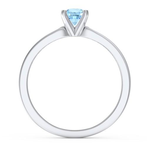 1/2 ct. Round Gemstone Engagement Ring with Side Accent Stones – Sterling Silver with Blue Topaz and Fancy Blue Premium Zirconia