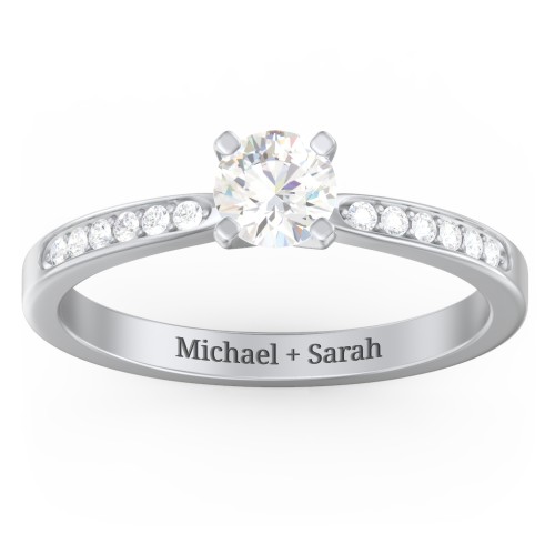 1/2 ct. Round Gemstone Engagement Ring with Side Accent Stones