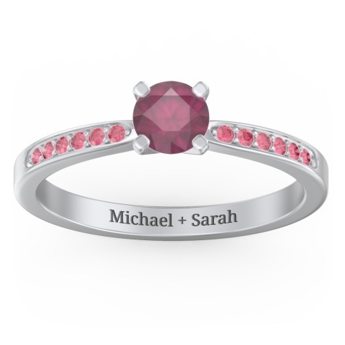1/2 ct. Round Gemstone Engagement Ring with Side Accent Stones