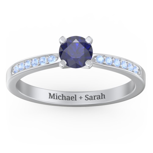 1/2 ct. Round Gemstone Engagement Ring with Side Accent Stones