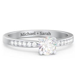 1/2 ct. Round Gemstone Engagement Ring with Side Accent Stones in 925 Sterling Silver with Lab Diamond and Diamond