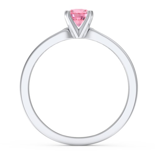 1/2 ct. Round Gemstone Engagement Ring with Side Accent Stones – Sterling Silver with Pink Tourmaline and Fancy Pink Premium Zirconia