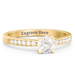 1/2 ct. Round Gemstone Engagement Ring with Side Accent Stones in 10K Solid Yellow Gold with Cubic Zirconia and White Premium Zirconia