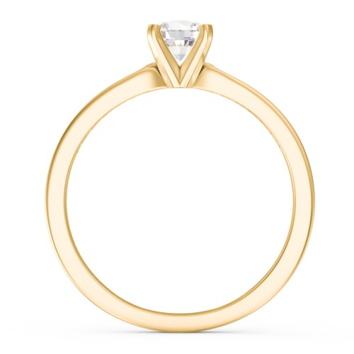 1/2 ct. Round Gemstone Engagement Ring with Side Accent Stones – 10K Yellow Gold with Cubic Zirconia and White Premium Zirconia