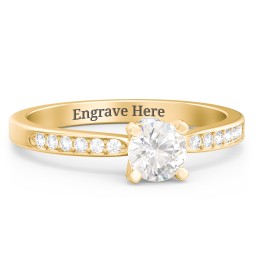 1/2 ct. Round Gemstone Peek-A-Boo Engagement Ring with Side Accent Stones