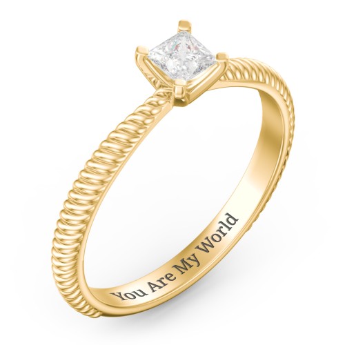 1/4 ct. Princess Gemstone Engagement Ring with Twisted Rope Band