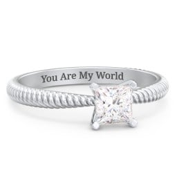 1/2 ct. Princess Gemstone Engagement Ring with Twisted Rope Band
