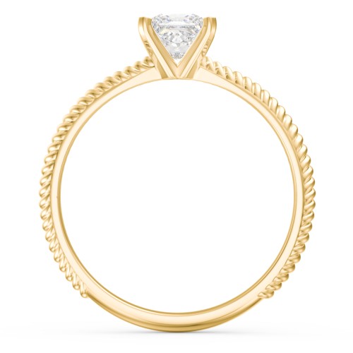 1/2 ct. Princess Gemstone Engagement Ring with Twisted Rope Band – 10K Yellow Gold with White Premium Zirconia