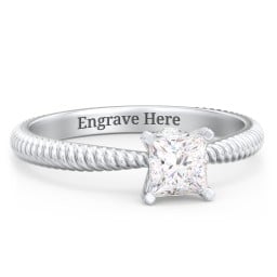 1/2 ct. Princess Gemstone Peek-A-Boo Engagement Ring with Twisted Rope Band