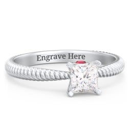 1/2 ct. Princess Gemstone Peek-A-Boo Engagement Ring with Twisted Rope Band