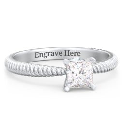 1/2 ct. Princess Gemstone Peek-A-Boo Engagement Ring with Twisted Rope Band