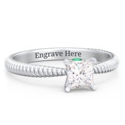 1/2 ct. Princess Gemstone Peek-A-Boo Engagement Ring with Twisted Rope Band