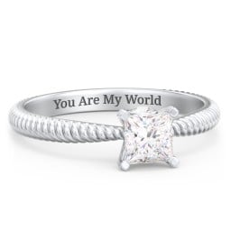 1/2 ct. Princess Gemstone Peek-A-Boo Engagement Ring with Twisted Rope Band