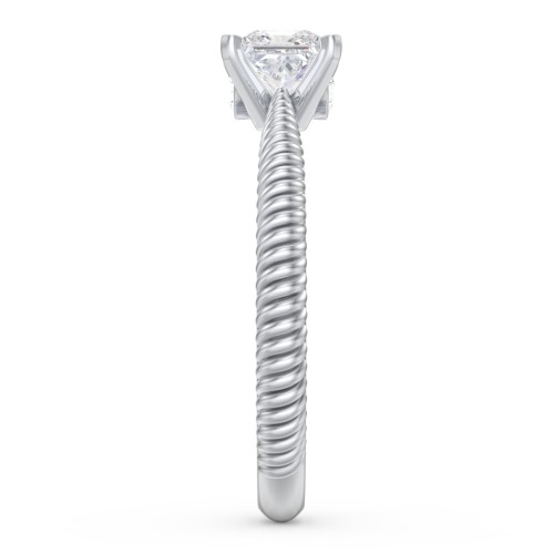 1/2 ct. Princess Gemstone Peek-A-Boo Engagement Ring with Twisted Rope Band – Sterling Silver with White Premium Zirconia and Cubic Zirconia
