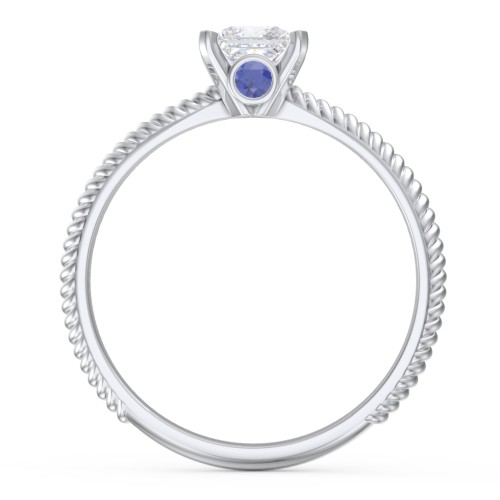 1/2 ct. Princess Gemstone Peek-A-Boo Engagement Ring with Twisted Rope Band