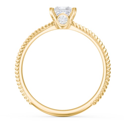 1/2 ct. Princess Gemstone Peek-A-Boo Engagement Ring with Twisted Rope Band – 10K Yellow Gold with White Premium Zirconia and Cubic Zirconia