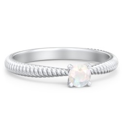 1/4 ct. Round Gemstone Engagement Ring with Twisted Rope Band