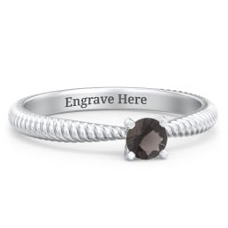 1/4 ct. Round Gemstone Engagement Ring with Twisted Rope Band